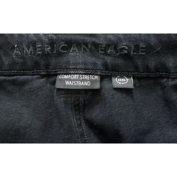 American Eagle Baggy Wide‎ Leg Jeans Womens 4 Black Bootcut Cargo Y2K Hi Rise - Picture 10 of 12